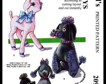 McCall's # 2099 Stuffed Animal   Pattern Craft Toy Lamb POODLE Mamma & Baby Dog Download  LEDGER