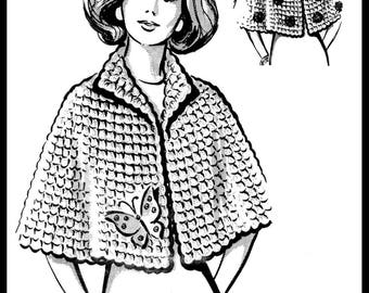 Crocheting Crocheted Crochet Pattern Women's CAPE Capelet Mail Order Design 5512  Small Medium Large COPY