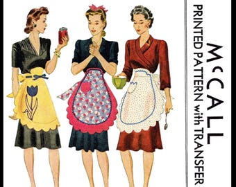 1011 McCall   Pattern Scalloped Waist Apron Pattern Novelty Cook Cooking Kitchen Hostess Pdf