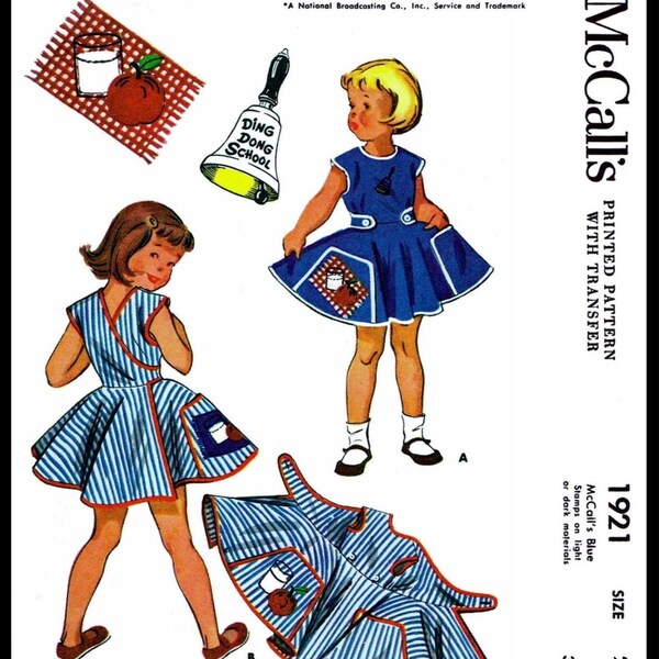 LEDGER 2-4-6~ McCall's 1921 Pattern Wrap APRON Dress Child Girls 3 Patterns