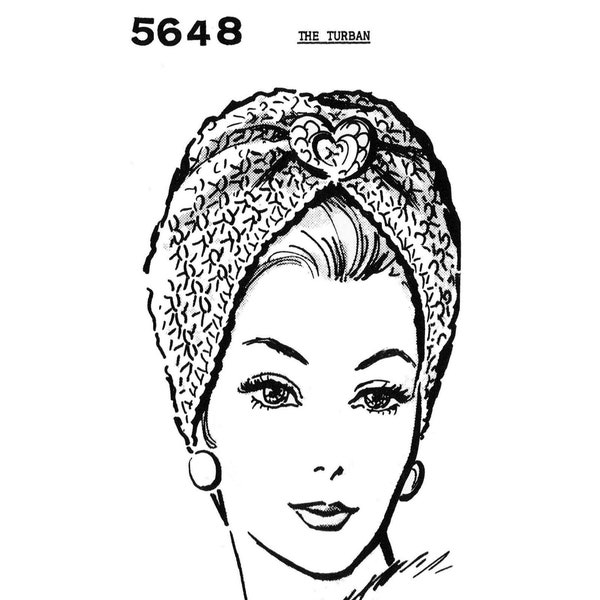 PDF TURBAN Hat Crochet Crocheted Crocheting Pattern  1970's Fashion Mail Order # 5648 Chemo Cancer  Digital Delivery Pdf