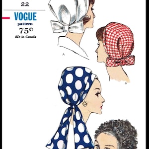 Letter Vogue # 6410 Scarf HAT PDF Digital Download Delivery!!    Pattern Millinery Chemo Cancer Headcover Alopecia