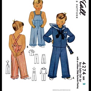 Size ~2~ McCall 4274 PDF  Ledger    Pattern Child BOYS Nautical Sailor Suit Overalls    Pdf