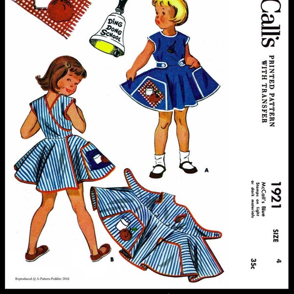 LEDGER Size 4~ McCall's 1921 Pattern Wrap APRON Dress Child Girls