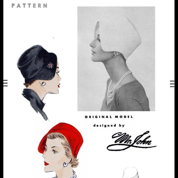 VOGUE 7908 Cloche Hat Pattern Designer Mr JOHN 1 size Pdf