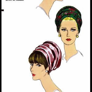 Vogue 7034 Millinery Hats Turban Hat    Pattern Cancer Chemo 1 Size P.D.F.