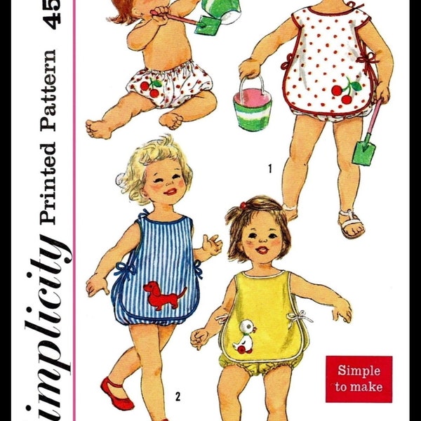 Size ~1~ Simplicity # 3501 PDF  Ledger    Pattern Romper Girls 2pc Playsuit Sunsuit & Panty   Pdf