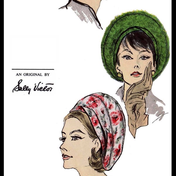 Vogue #5651 Designer Sally Victor BARET Mütze Schnittmuster Hutmacherei Chemo Krebs Kopfbedeckung Alopezie