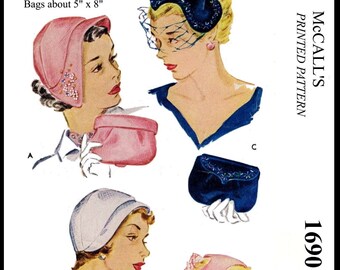 22" McCALL's # 1690  HAT & Bag Pattern   Millinery Chemo Cancer Headcover Alopecia