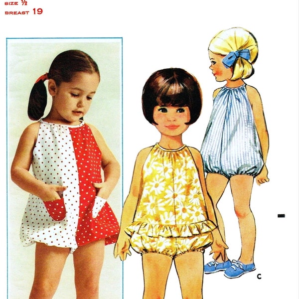 6mth Butterick #4381 Playsuit Sunsuit Bubble Romper Child Girls Pattern !!     Ledger 50's