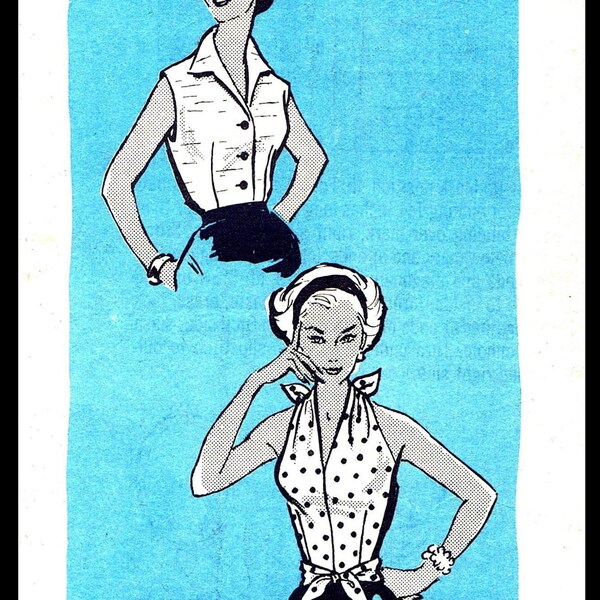 Digital Delivery HALTER Top Blouse Shirt Mail Order # 9241   Pattern 34" Bust Sz 14 1950's Style Pdf