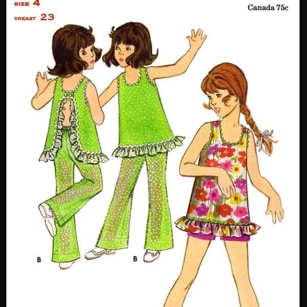 Size ~4~ Butterick # 5777 Pattern Child Girls 2pc Ruffled Pants Shorts Topper