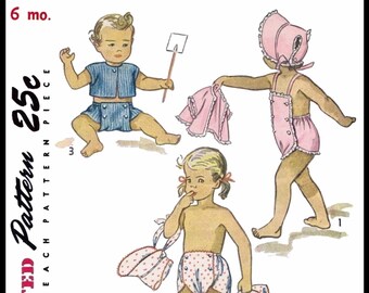 6Mth~ PDF  Ledger  #2892 Simplicity Child Girl's Summer Romper Playsuit Sunsuit & Bonnet   Pattern