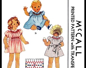 Size ~1~ McCall # 692    Pattern Child Toddler Doll Girls Cross Stitch Smocked Dress Frock  ~Pdf~