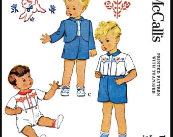 Size ~2~ McCall's 1474 PDF  Ledger    Pattern Child BOY 3pc Suit Shorts Shirt Jacket    Pdf