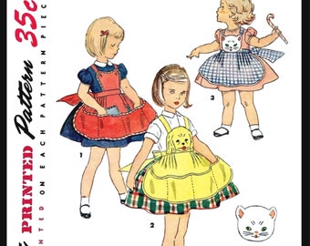 Size ~4~ PDF  Ledger  Simplicity # 4501   Pattern Girls Animal APRONS Cat Dog   Pdf