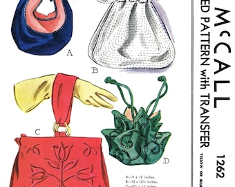 McCall #1262 Women's 1940's Handbag Purse Bag Accessory Bolso Sac Tasche   Pattern ~Pdf~  ~Ledger