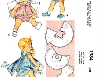 Size ~6 Month~ McCall's # 1984 PDF  Ledger    Pattern Baby Child Girls Topper & Diaper Cover  Pdf