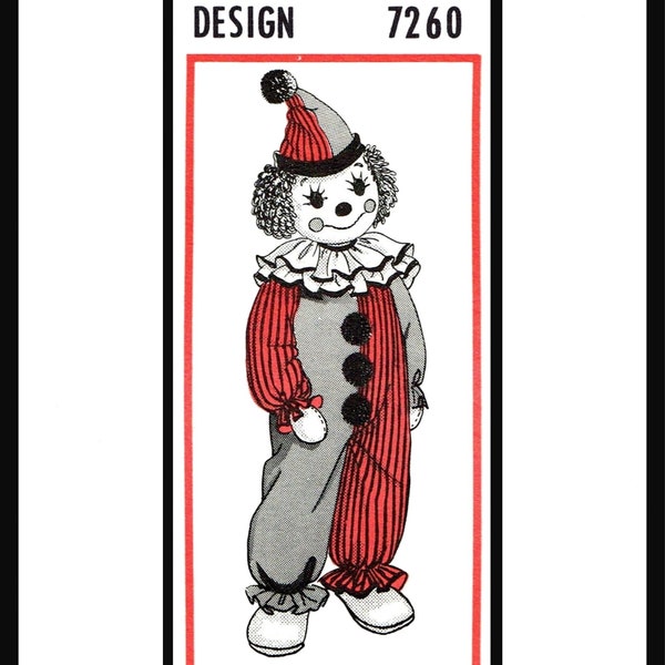 LETTER-CLOWN Doll 24" Pattern 7260 Stuffed Toy Craft