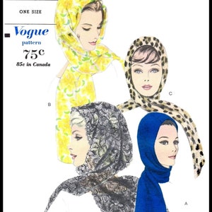 VOGUE # 5673 Hood HAT Cap Pattern    Millinery  Ledger Easy to Make Scarf Hat