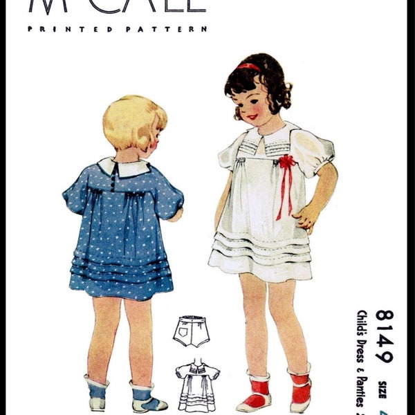 McCall # 8149 Child Dress Frock Panties Pattern ~sz 4~ 1930's Back Button