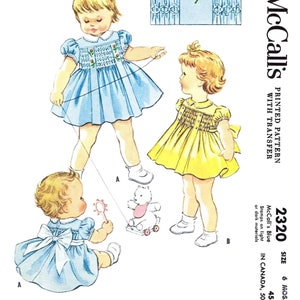 6 Months~ PDF  Ledger  McCall's #2320  Pattern Child Girls Smocked or Gathered Dress Frock  ~Pdf ~