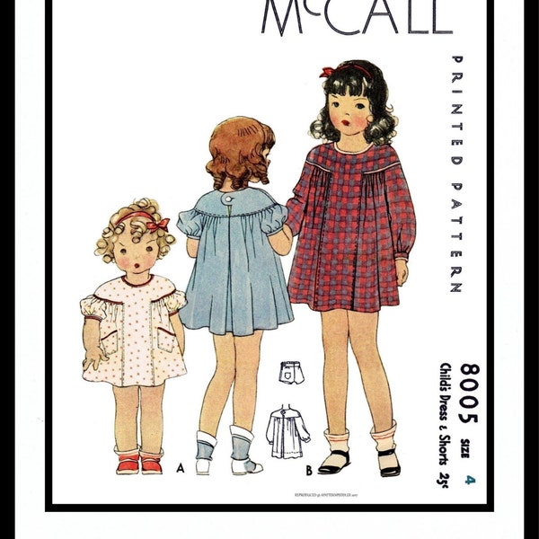 McCall # 8005 Dress Frock & Shorts Pattern 1930's