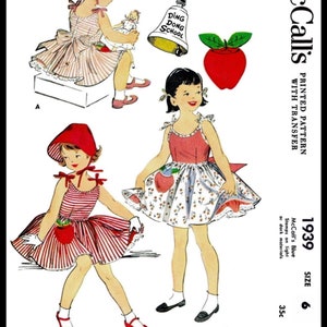 Size ~6~ McCall's # 1939 PDF  Ledger    Pattern Dress Frock Sundress Bonnet  Pdf  Ding Dong School