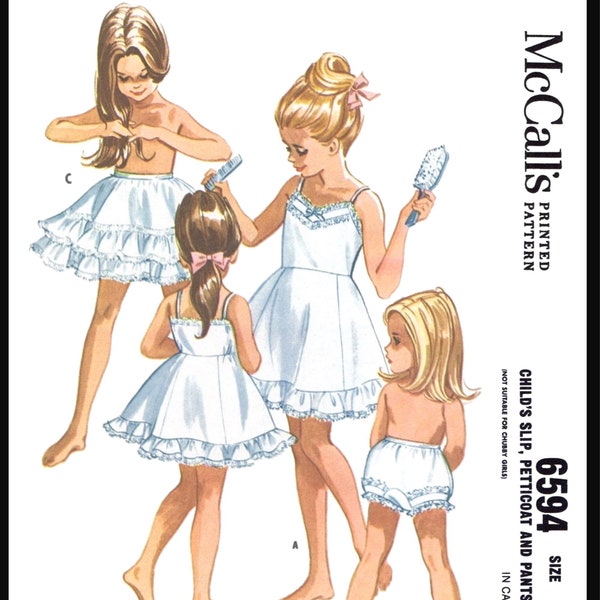 Size ~2~ McCall's 6594 Pattern Child Girls Slip Petticoat Panties Underwear Undergarmets