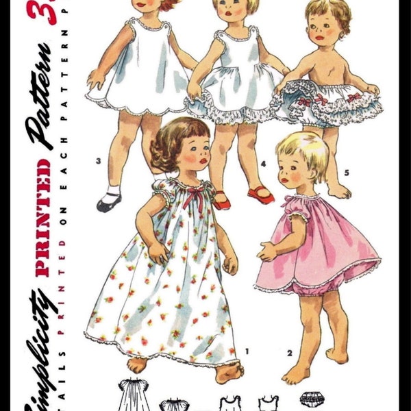 Size ~~3~~ Simplicity # 1563 PDF  Ledger    Pattern Girls SLIPS Nightgown Pajama's Underwear   Pdf