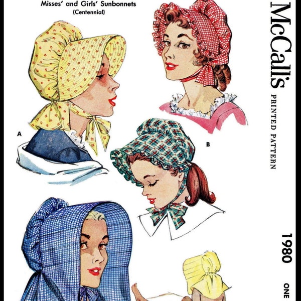 McCall's 1980 HAT Bonnet Pattern SunBonnet