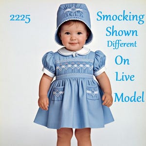 Robe à smocks Bonnet Patron de couture M 2225 Robe fille Pdf Taille 3