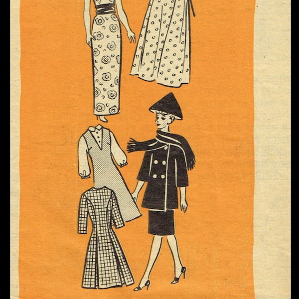 11 1/2" Doll Dress Pattern Mail Order 9491 Betty Tina Bild Lilli Peggy Ann Tammy Uneeda Popi