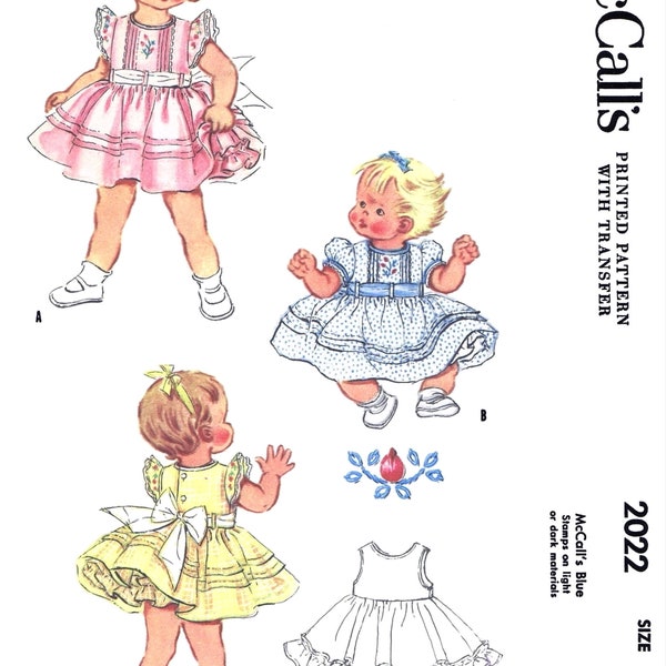 Size ~1~ McCall's #2022 PDF  Ledger    Pattern Child Girls Dress Frock Petticoat & Slip  Pdf