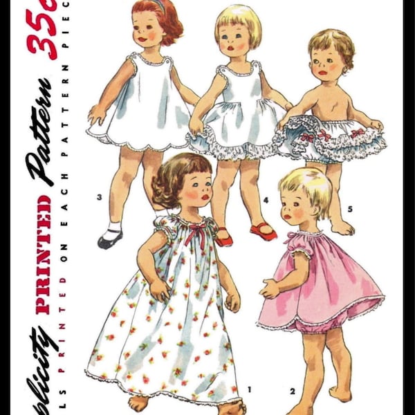 Size ~~2~~ Simplicity #1563 PDF  Ledger    Pattern Girls SLIPS Nightgown Pajama's Underwear   Pdf