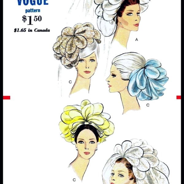 Vogue 7082   Pattern Bride Wedding Bridal Veil Hat Designer HALSTON Bergdorf Goodman Fascinator