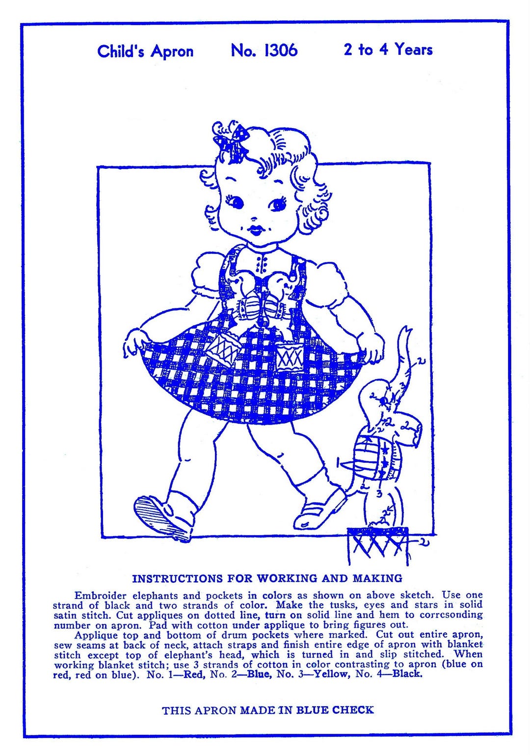 puffin kid's apron pdf sewing pattern (4 sizes) - etsy... Child's Apron Pattern Girls Mail Order 1306 Pdf Elephant Applique - Etsy