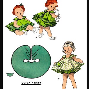 Size ~1~ Butterick #7666 PDF  Ledger  Easy   Pattern Baby Child Girls Dress Playsuit Panties  Pdf