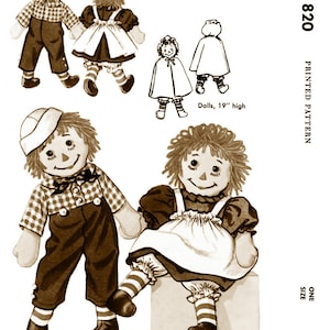 LEDGER M 820 Ann & Andy Doll Pattern w/Clothing Approx. 19&quot; Tall Pdf