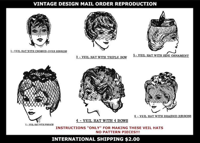 Design Mail Order 7187 VEIL Hat Pattern Sexy Hot Fashion Wedding Bridal Church Pdf image 1