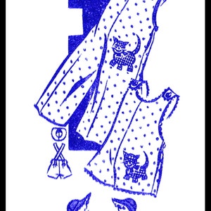 以下が含まれることがあります： 子供用の服のヴィンテージの裁縫パターン。パターンには、水玉模様のドレスとジャケットが含まれています。パターンの番号は8639です。