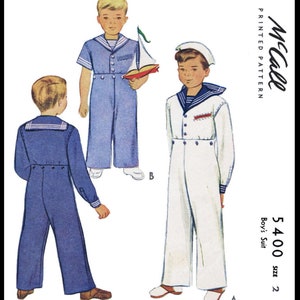 McCall # 5400   Pattern Child BOYS Nautical Sailor 2pc Suit Pants Shirt    Pdf