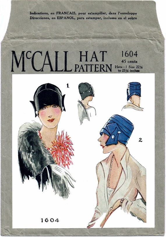Pdf Digital Delivery Only Mccall 1604 Flapper Sewing Pattern Stunning Millinery Vintage 20s Fascinators Hats Caps Chemo Cancer Copy 225