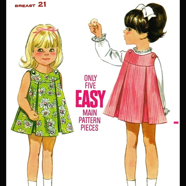 Size ~2~   Butterick # 5076   Pattern Child Girls Yoked Dress Sundress Invert Pleat  Pdf