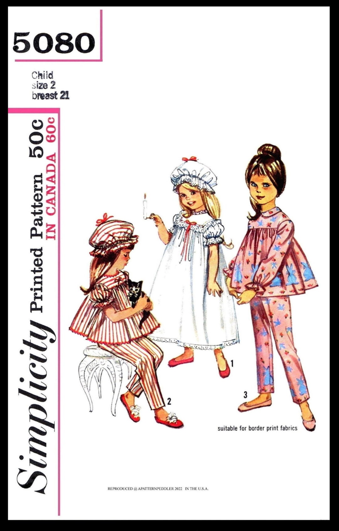 Size 2 Simplicity 5080 Pattern Pajamas Pj's Nightgown Etsy