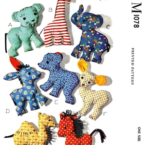 Letter 8 Stuffed Animals Sewing Pattern BABY Craft Toy Pdf M 1078 Giraffe Donkey Camel Faun