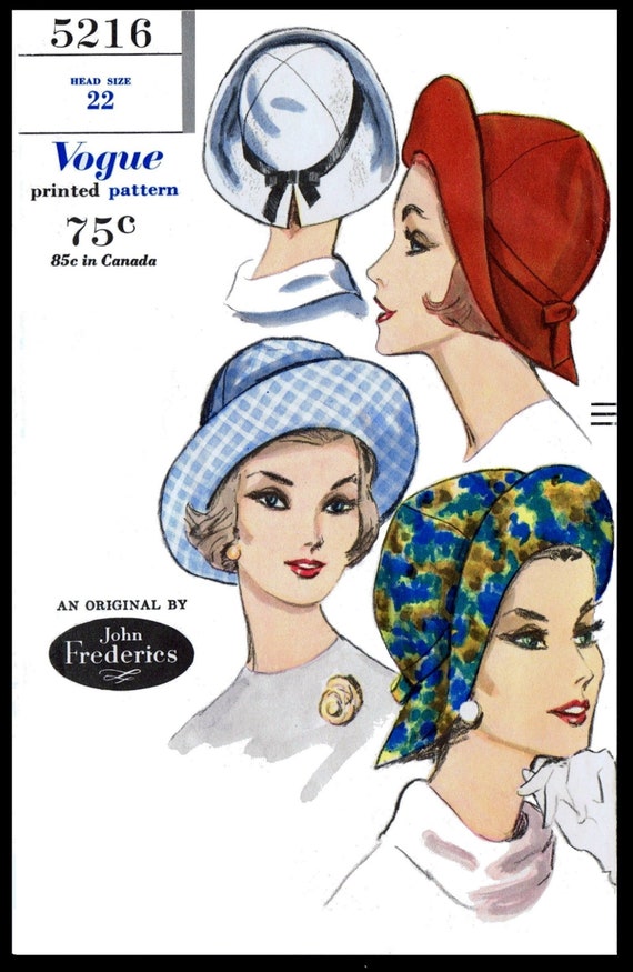 Classic CLOCHE Bucket Hat Cap John Frederics Designer VOGUE #9007 Fabric Pattern