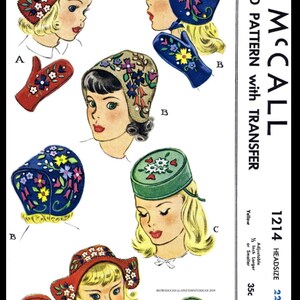 22" Head McCall # 1214 HAT  Cap Mittens Embroidery Pattern