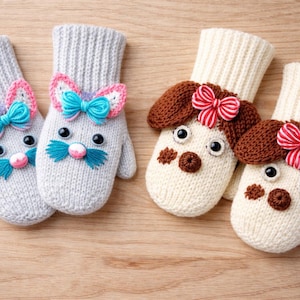 LETTER Cat & Dog PUPPET Wanten Breipatroon Postorder 5087 Pdf Kind