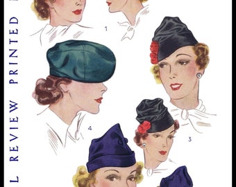 Digital Delivery Pictorial Review #8515 Pattern    Beret Hat Cap Chapeau Alopecia 30s Millinery